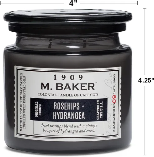 Miniatura 5 de Vela Colonial de frasco con aroma a rosa mosqueta y hortensia Vela de 2 mechas de cera de soja natural para el hogar Vela relajante de 7-Gris