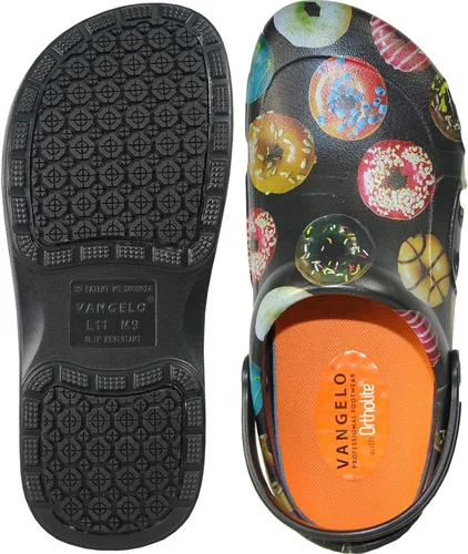 Miniatura 4 de VANGELO Zuecos profesionales antideslizantes para hombre, zapatos de trabajo para enfermera, zapatos de chef, zapatos de chef, color negro, blanco