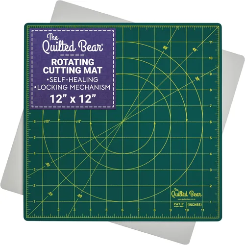 Miniatura 14 de The Quilted Bear Alfombrilla de corte giratoria de 7 x 7 pulgadas, tabla de cortar autorreparable con bloqueo y rotación para costura, tela y Azul