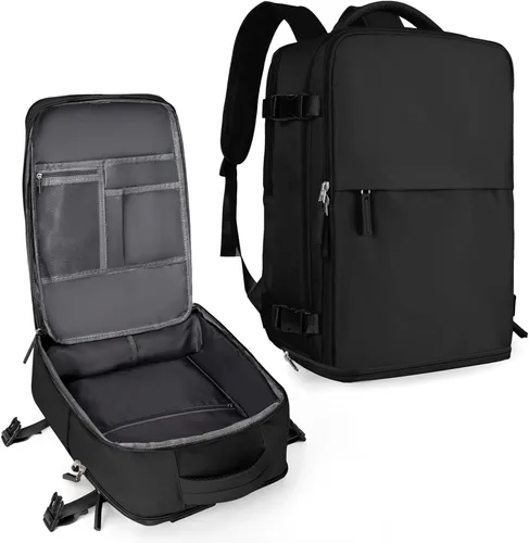 Miniatura 17 de coowoz Mochila de viaje para mujeres y hombres, aprobada por aerolíneas, mochila de mano grande, mochila de senderismo impermeable, mochila b-Gris