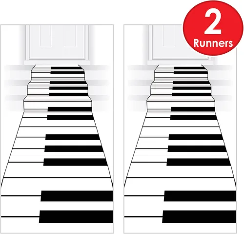 Miniatura 2 de Beistle Decoraciones de teclado de piano de 2 piezas, novedad para corredores de pasillo para suministros de fiesta temática musical