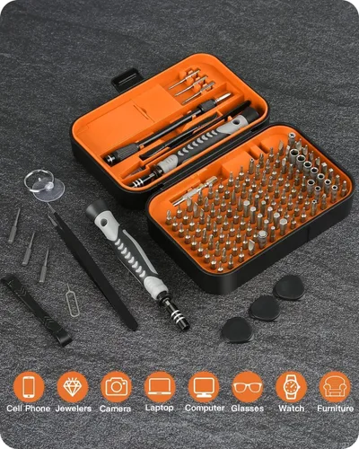 Miniatura 3 de Juego de destornilladores de precisión, 130 en 1 con kit de herramientas de reparación de 120 puntas, juego de destornilladores magnéticos con mini