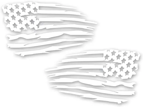Calcomanías de vinilo con diseño de bandera estadounidense hecha jirones espejadas para automóvil, camión, SUV, motocicleta, pared, ventana, blanco,