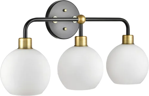Miniatura 8 de Linea di Liara Lukasa - Moderna lámpara de tocador de baño, 2 luces sobre espejo, color negro mate y dorado, para lámparas de baño, cubiertas