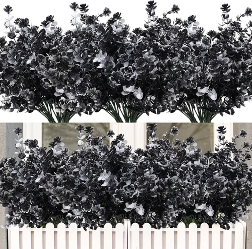 Miniatura 53 de RECUTMS - Flores artificiales, plantas artificiales, resisten los rayos ultravioleta, arbustos sintéticos, para interior y exterior, maceta