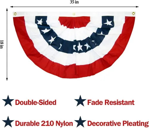 Miniatura 2 de EBaokuup 8 banderas patrióticas plisadas de Estados Unidos, de 3 x 1.5 pies, bandera de Estados Unidos, bandera patriótica, banderines de estrellas