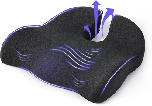 Cojín de asiento para silla de oficina, cojín de asiento grande y grueso para aliviar el dolor de coxis, ciática y apoyo de espalda, cojín de espuma