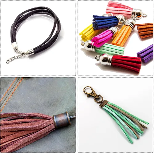 Miniatura 7 de uxcell Cordón de gamuza, 49.21 yardas, 0.197 in, cuerda plana de hilo de cuero para bolso, bolso, cordones de zapatos, manualidades, fabricación