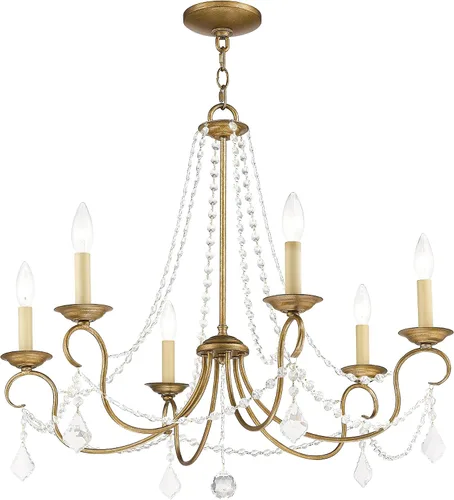Miniatura 3 de Livex Lighting 6516-48 Pennington Lámpara de araña de 6 luces, hoja de oro antiguo