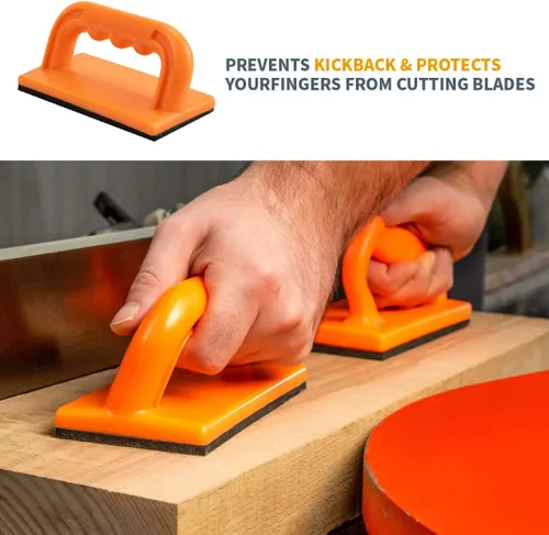 Miniatura 3 de POWERTEC Bloque de empuje y empujador para sierra de mesa, mesa de enrutador, sierra de cinta y ensambladora, asas ergonómicas, agarre máximo