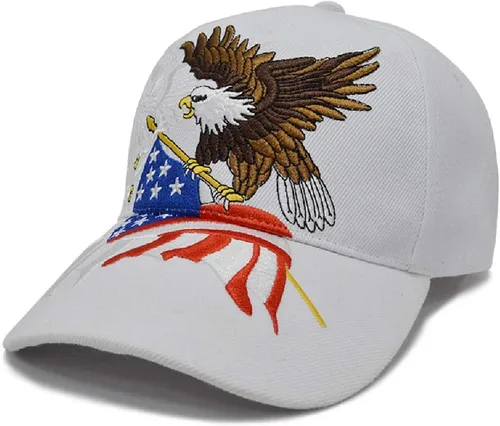 Miniatura 12 de FLYOUTH - Gorra de béisbol creativa con diseño de águila y bandera de Estados Unidos, gorra bordada con visera