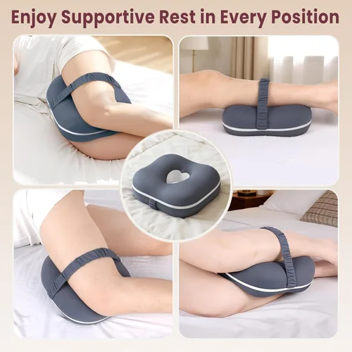 Miniatura 7 de Almohada de rodilla de espuma viscoelástica para dormir de lado, almohada de apoyo con diseño de recorte de corazón y correa ajustable, almohada