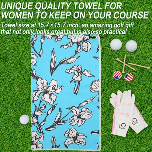 Miniatura 3 de FINGER TEN Toalla de golf de microfibra para bolsas de golf para hombres y mujeres con clip de 15.7 x 15.7 pulgadas, juego en gris, negro, azul