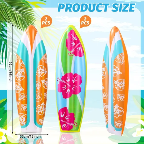 Miniatura 3 de JellyArch 4 tablas inflables de surf de 36 pulgadas para piscina, flotadores de Luau hawaianos para fiestas, flores tropicales, tabla de surf