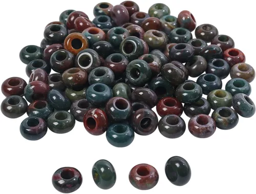 Miniatura 11 de favoramulet 25 cuentas europeas de Rondelle con agujero grande (0.197-0.236 in) para pulseras de dijes, fabricación de joyas, ágata negra