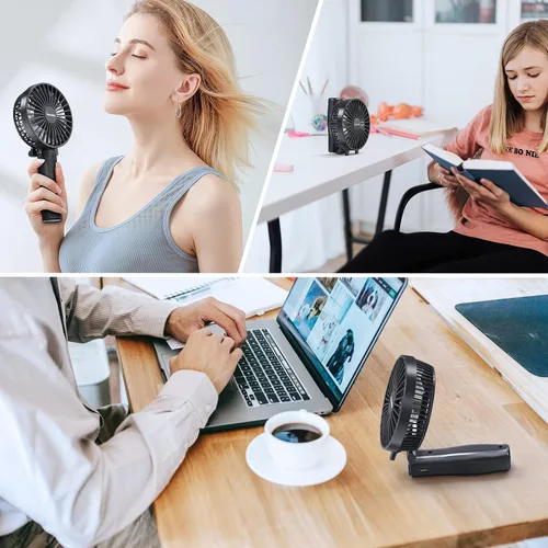 Miniatura 7 de FARADAY Ventilador de mano personal de 4800 mAh, ventilador de refrigeración de viaje, potentes ventiladores portátiles pequeños, ventilador de mesa