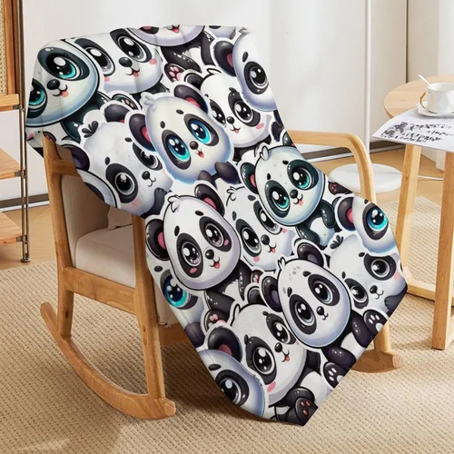Miniatura 7 de Manta de panda – Mantas de franela suave para niñas, niños y mascotas, mantas cálidas de panda para todas las estaciones, sofá, regazo y silla, 40 x