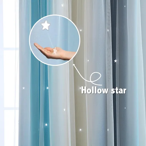 Miniatura 5 de Cortinas opacas con estrellas de Anytime para habitaciones de niñas, cortina de princesa para habitación de hija, ventana de dormitorio
