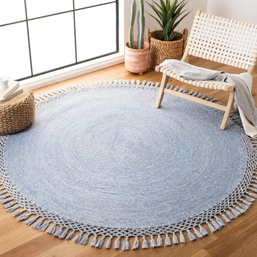 Miniatura 16 de SAFAVIEH Sahara Collection SAH490A - Alfombra de borlas hecha a mano estilo bohemio, redonda de 3 pies, color beige
