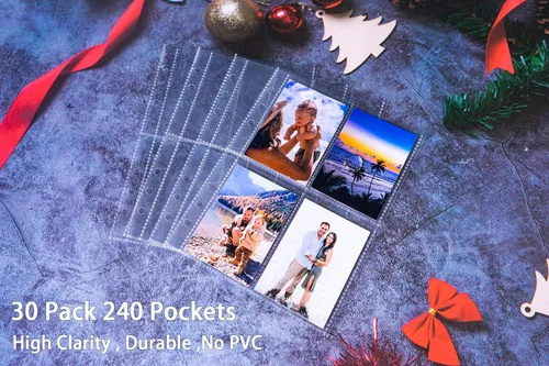 Miniatura 2 de Paquete de 30, 240 bolsillos, fundas para tarjetas fotográficas de 2.5 x 3.5 pulgadas para carpeta A5 de 6 anillas, fundas ultra transparentes