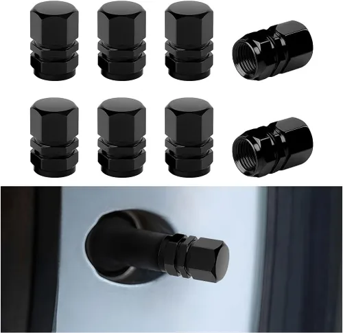 Miniatura 17 de Osilly Tapones de válvula de vástago de neumático de automóvil, 4 piezas de cubiertas de vástago de válvula de aleación de aluminio, resistentes a