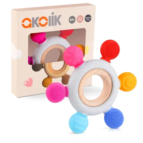 Miniatura 9 de akolik Juguetes de Dentición para Bebés, Juguete de Alivio de Dentición, Juguetes para Morder para Bebés Libres de BPA, Juguetes para Bebés Recién