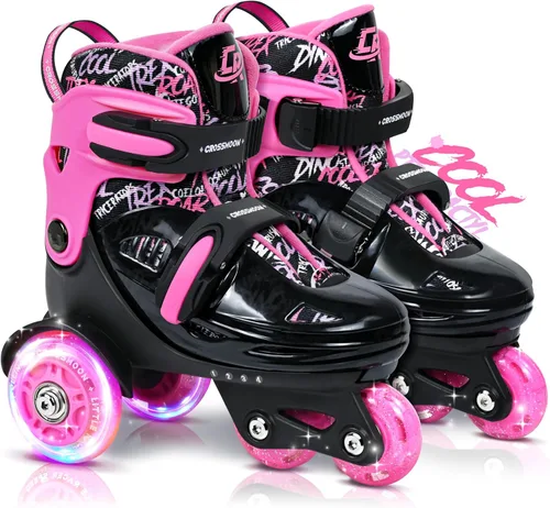Miniatura 8 de Patines para niños pequeños con diseño de dinosaurio genial, zapatos de patinaje de entrenamiento para niños con triple protección de seguridad, 4