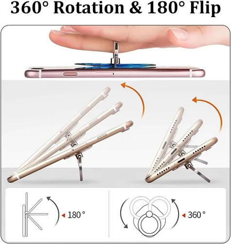 Miniatura 4 de Soporte de anillo de dedo de mariposa para teléfono celular, rotación de 360 grados, agarre de anillo de metal para iPhone, Samsung Galaxy, todos P9