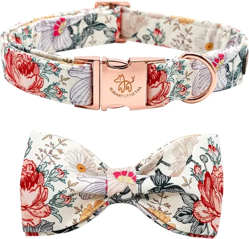 Elegante collar para perro con moño Floral Vintage, cómoda pajarita para perro, collar de perro con lazo Collar ajustable para perros pequeños,