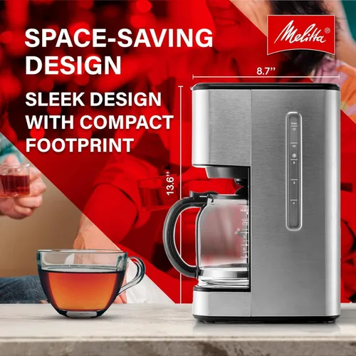 Miniatura 4 de Melitta Aroma Serie Cafeteras de Goteo Programables Parent (Aroma Tocco Plus Negro y Acero Inoxidable 12 Tazas) con Paquete de 5 Filtros de Café