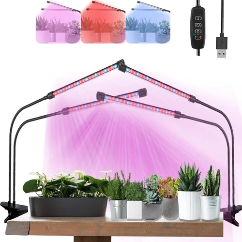 Miniatura 12 de Luces de Cultivo para Plantas de Interior 20 LED, Luces de Cultivo de Plantas de Interior de Espectro Completo Auto Encendido Apagado