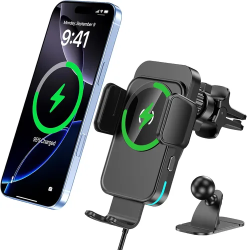 bokilino Cargador inalámbrico para automóvil, carga rápida de 15 W [sujeción automática] [alineación automática] soportes de teléfono para