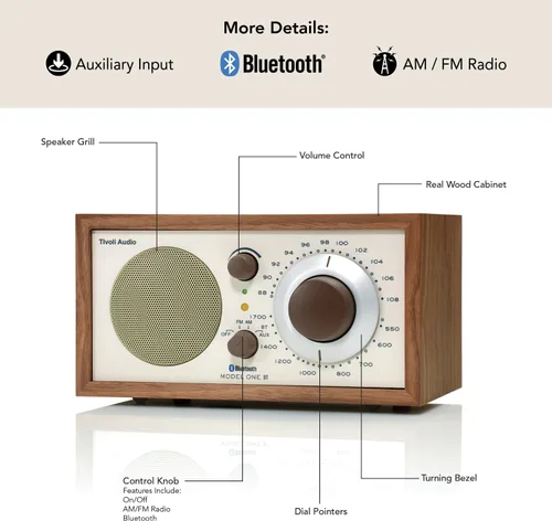 Miniatura 5 de Tivoli Audio Model One Radio AM/FM Bluetooth (Cereza/Plata)