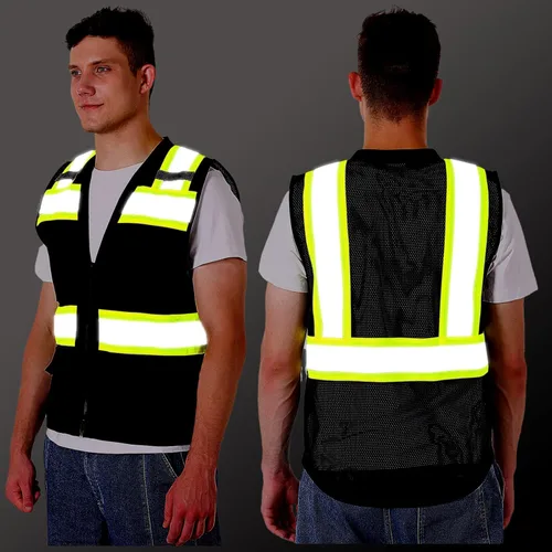 Miniatura 5 de ProtectX - Chaleco de seguridad de alta visibilidad con 6 bolsillos, clase 2 reflectante, de alta visibilidad, para hombres y mujeres, chaleco
