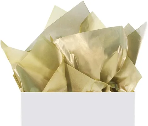 UNIQOOO 60 hojas grandes de papel de seda de lámina dorada metálica de 26 x 20 pulgadas a granel, reciclable y duradero para bolsas de regalo, cajas