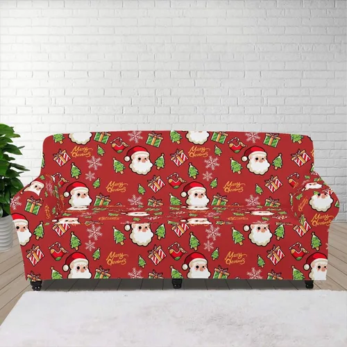 GIFTPUZZ Funda de sofá roja navideña, protector de sofá con parte inferior elástica para sala de estar, dormitorio y decoración de oficina, elegante