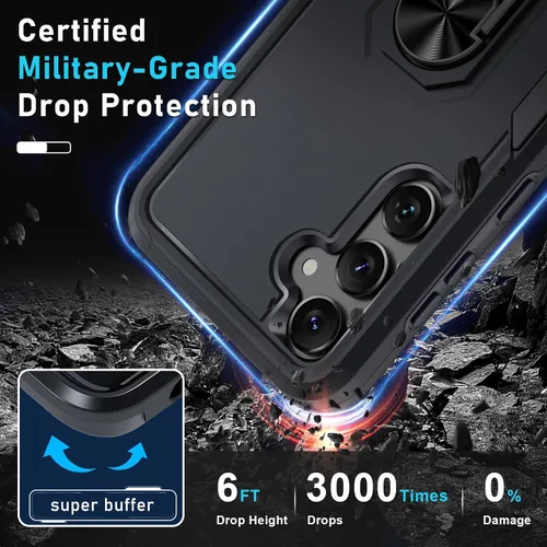 Miniatura 5 de Compatible con Samsung Galaxy S24/S25 Funda con Protector de Pantalla de Vidrio Templado, Resistente a Prueba de Golpes de Servicio Pesado Funda