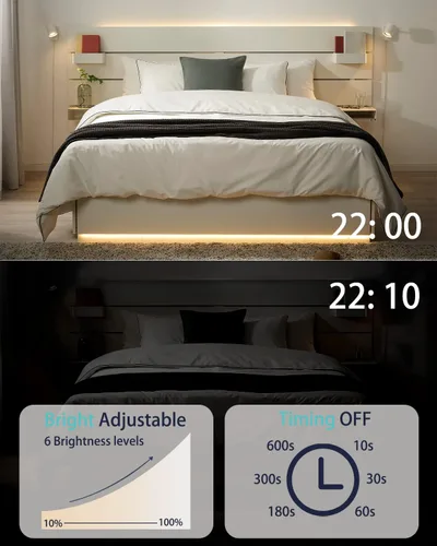 Miniatura 4 de DGD Luces para debajo del gabinete, tira de luces LED con sensor de movimiento enchufable para interiores con adaptador aprobado por UL FCC, BLANCO