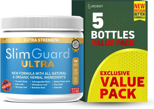 Miniatura 9 de SlimGuard Suplemento natural ultra extra fuerte con hierbas orgánicas, cúrcuma, hoja de moringa, pasto de trigo, 6.3 onzas, 28 porciones (1)