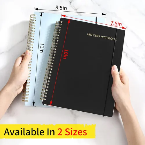 Miniatura 7 de SUNEE Cuaderno de reuniones para el trabajo con pestañas adhesivas, 160 páginas, planificador de proyectos de tamaño B5, cuaderno organizador