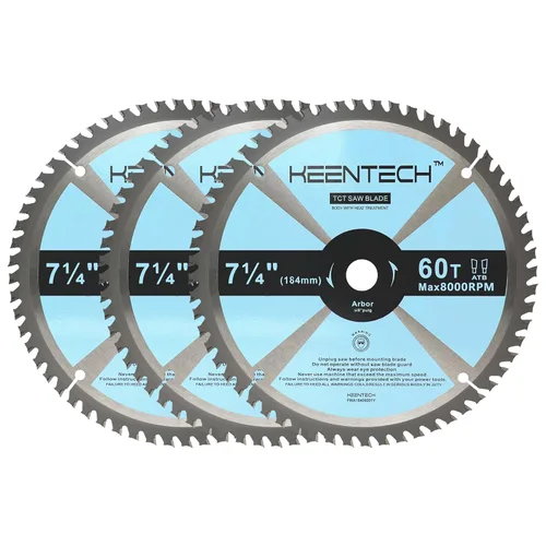 Miniatura 12 de KEENTECH - Juego de 10 hojas de sierra circular de 18,4 cm, 24 dientes, para marcos, con punta de carburo de tungsteno, rectificado ATAF, vástago