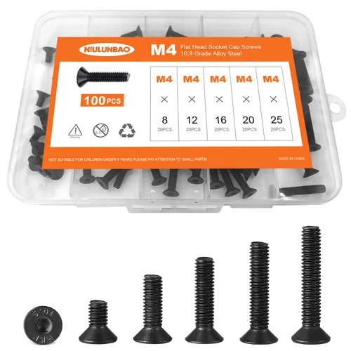 Miniatura 17 de Tornillos avellanados de cabeza plana M6 x 0.787 in, 0.984 in, 1.181 in, 1.378 in, 1.575 in, tornillos avellanados, acero de aleación de grado 10.9