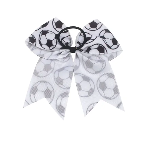Miniatura 3 de 6 lazos para el cabello con temática de fútbol, lazos de animación de fútbol de 8 pulgadas, accesorios deportivos para el cabello para niñas