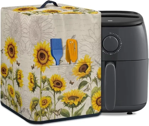 Miniatura 32 de Air Fryer Oven Dust Cover with Handle and Pocket, Easy Cleaning Electric Appliance Cover, Brown Flower Flor marrón (Brown Flower)
