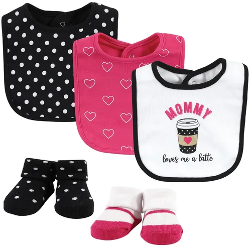 Miniatura 28 de Hudson Baby Conjunto de babero y calcetines unisex de algodón para bebé, Tamaño único Chica Calabaza