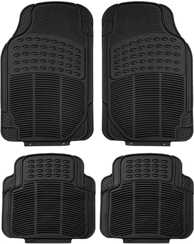 FH Group Alfombrillas de piso automotrices - Goma resistente, ajuste universal, juego completo, ClimaProof, recortables para la mayoría de Negro