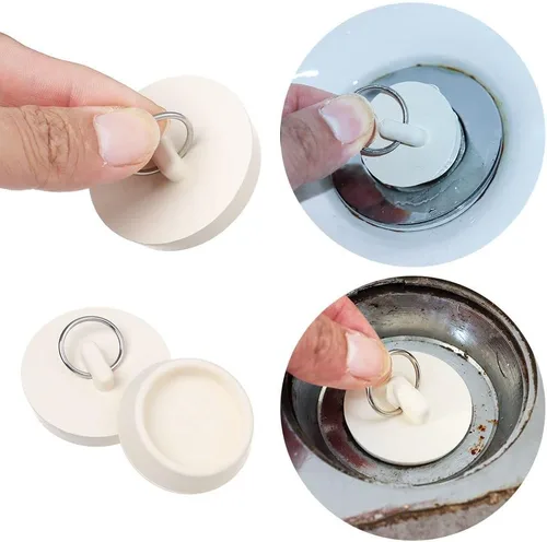 Miniatura 4 de Juego de tapones de drenaje, 4 tamaños, tapones de goma para fregadero, tapón blanco con anillo para colgar para bañera, cocina y baño