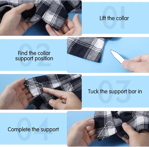 Miniatura 7 de Bremorou 100 piezas de estancias de cuello para camisas de vestir para hombre, inserciones de cuello de camisa de vestir, collares de plástico