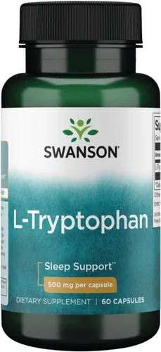 Swanson L-triptófano - Suplemento de aminoácidos - Descanso y relajación - (60 cápsulas, 500 mg cada una)
