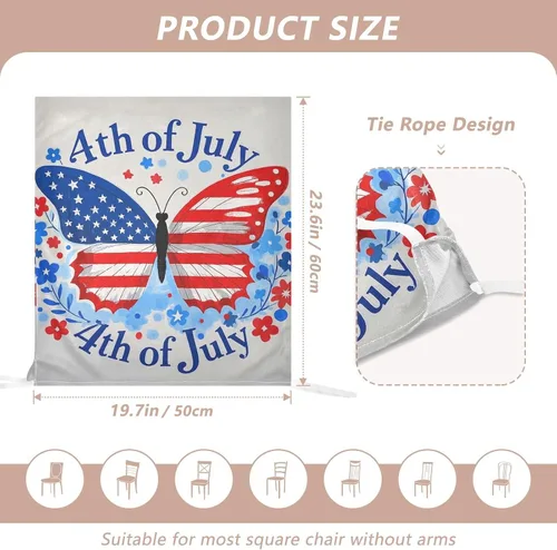Miniatura 3 de 4th of July Independence Day Red Blue Butterfly Decorative Office Chair Slipcover for Family Gatherings Washable Slip Cover protectores de sillas